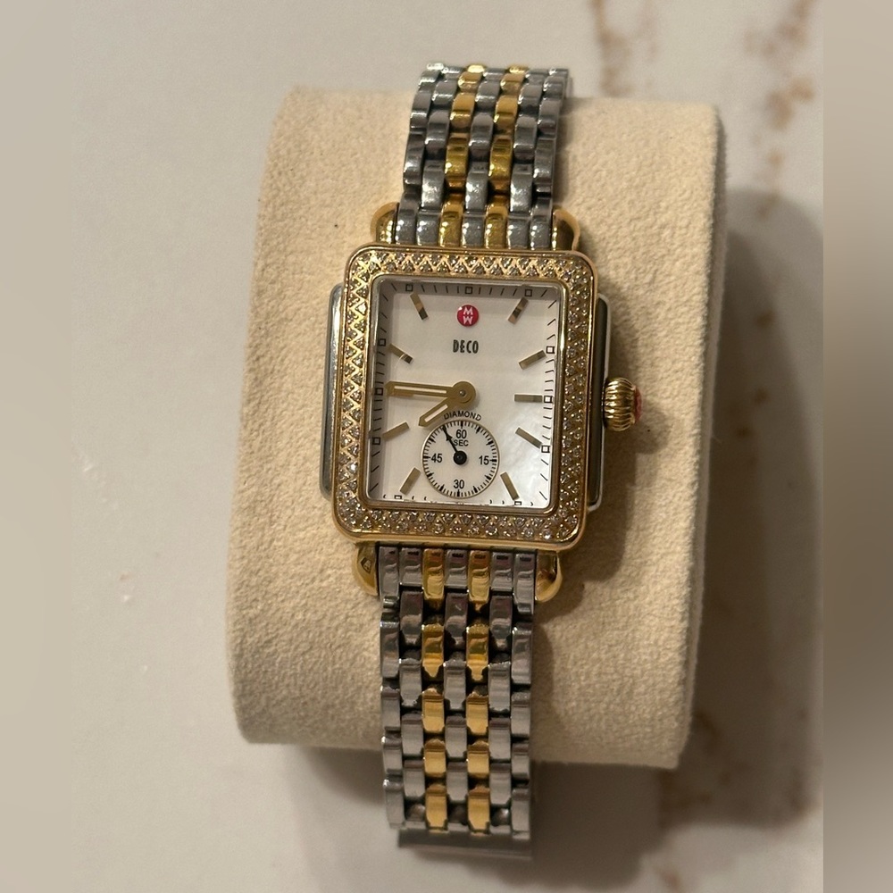 Michele Deco Two Tone Diamond Watch